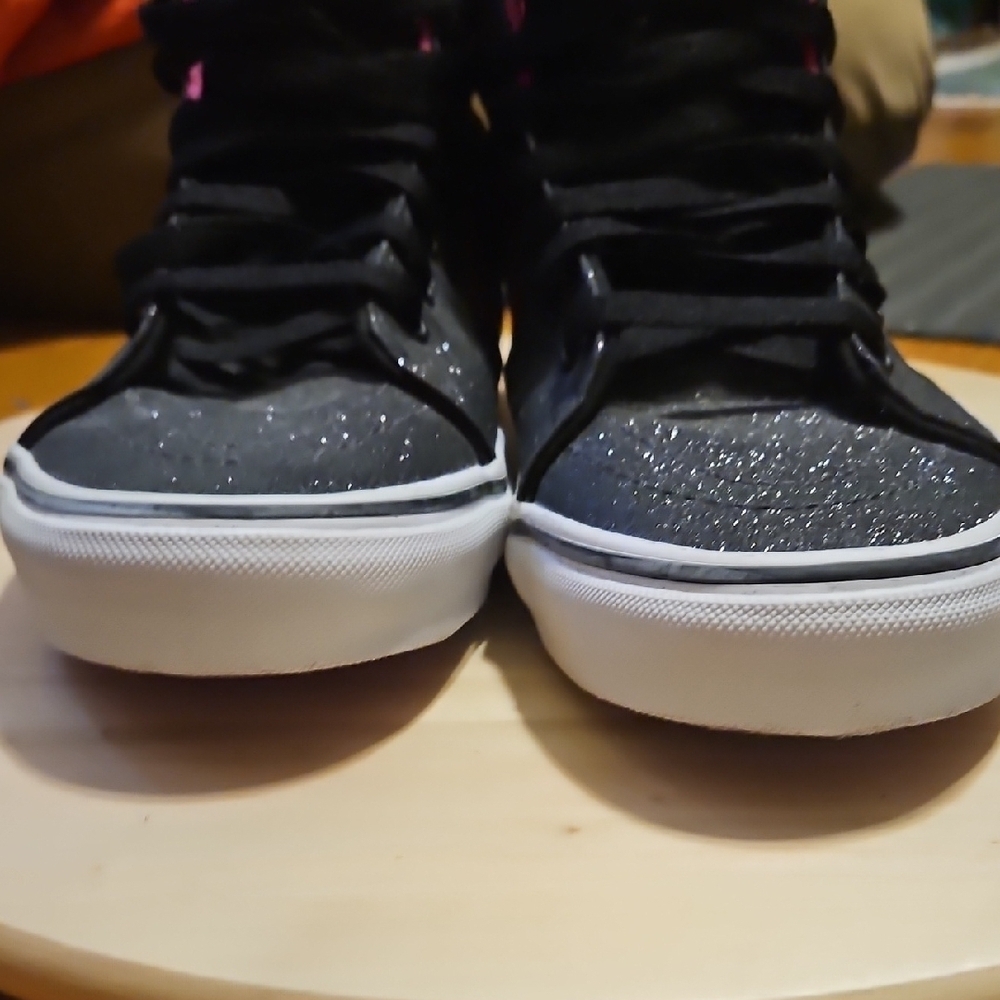 VANS Silver Glitter Sparkle Black Fuschia SK8 Hightop Shoes Unisex Mens 9.5 - Picture 4 of 12
